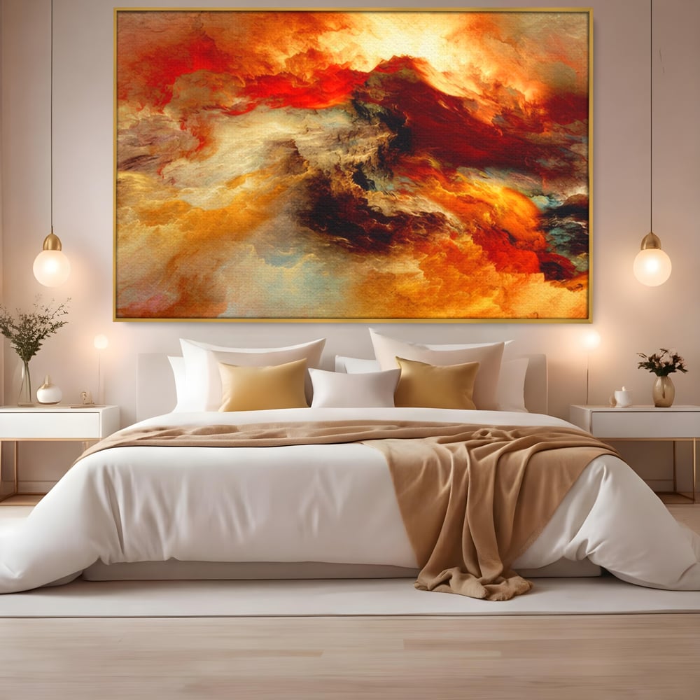 Tablou Canvas Premium LuxCanva® A1354, Orange Marble , Living, Abstract, Multicolor, Dormitor, Culori Vibrante