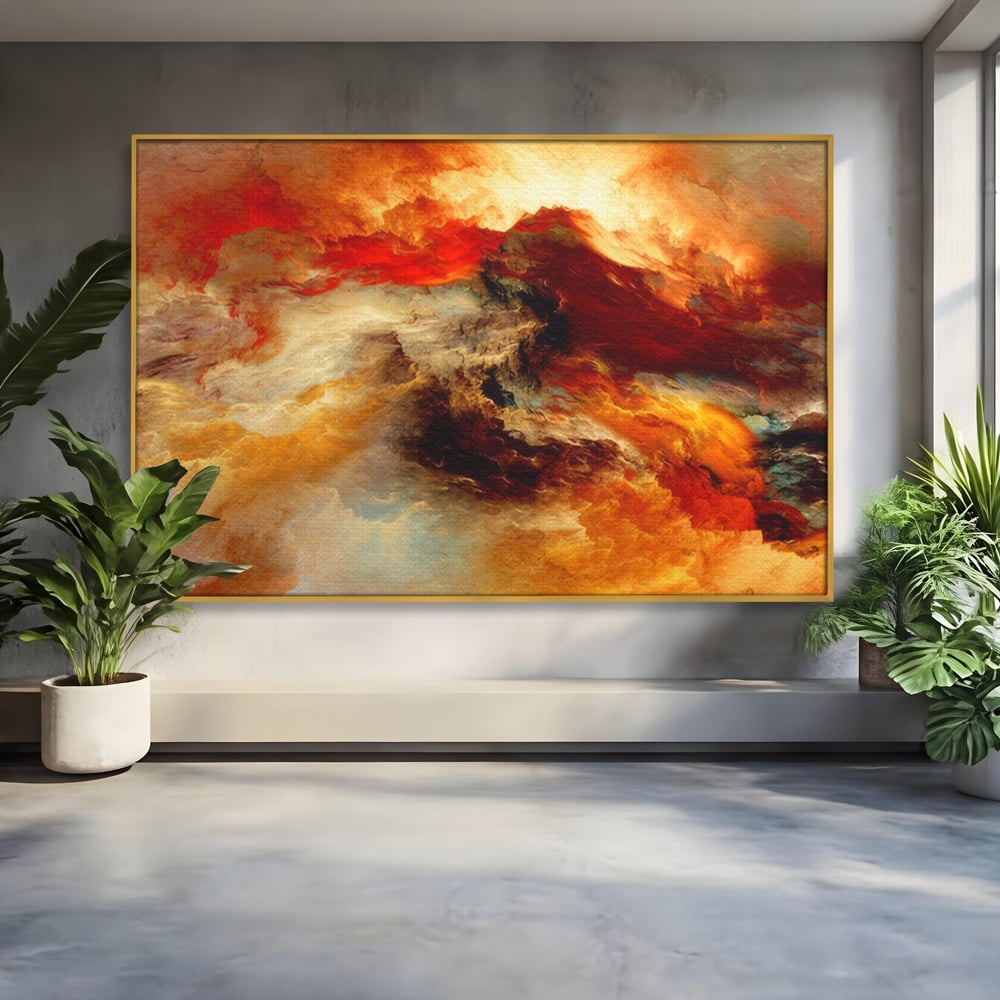 Tablou Canvas Premium LuxCanva® A1354, Orange Marble , Living, Abstract, Multicolor, Dormitor, Culori Vibrante