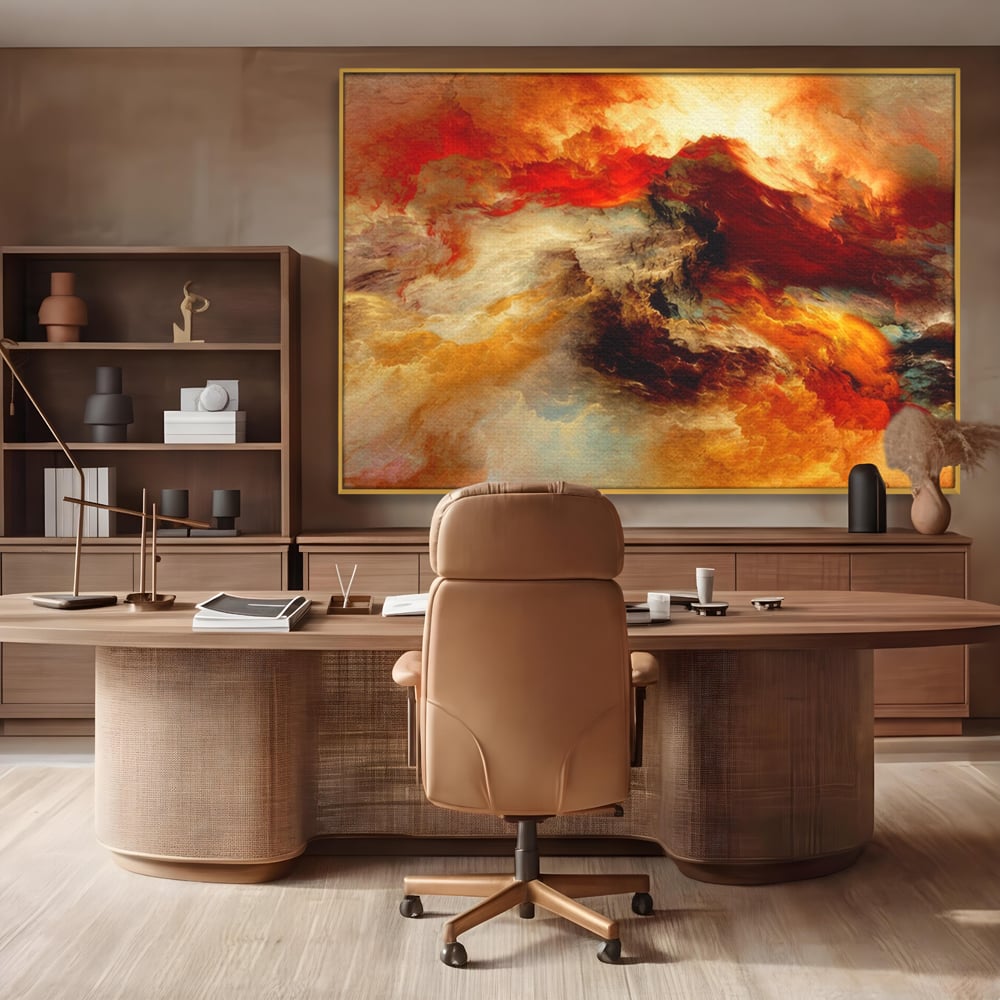 Tablou Canvas Premium LuxCanva® A1354, Orange Marble , Living, Abstract, Multicolor, Dormitor, Culori Vibrante