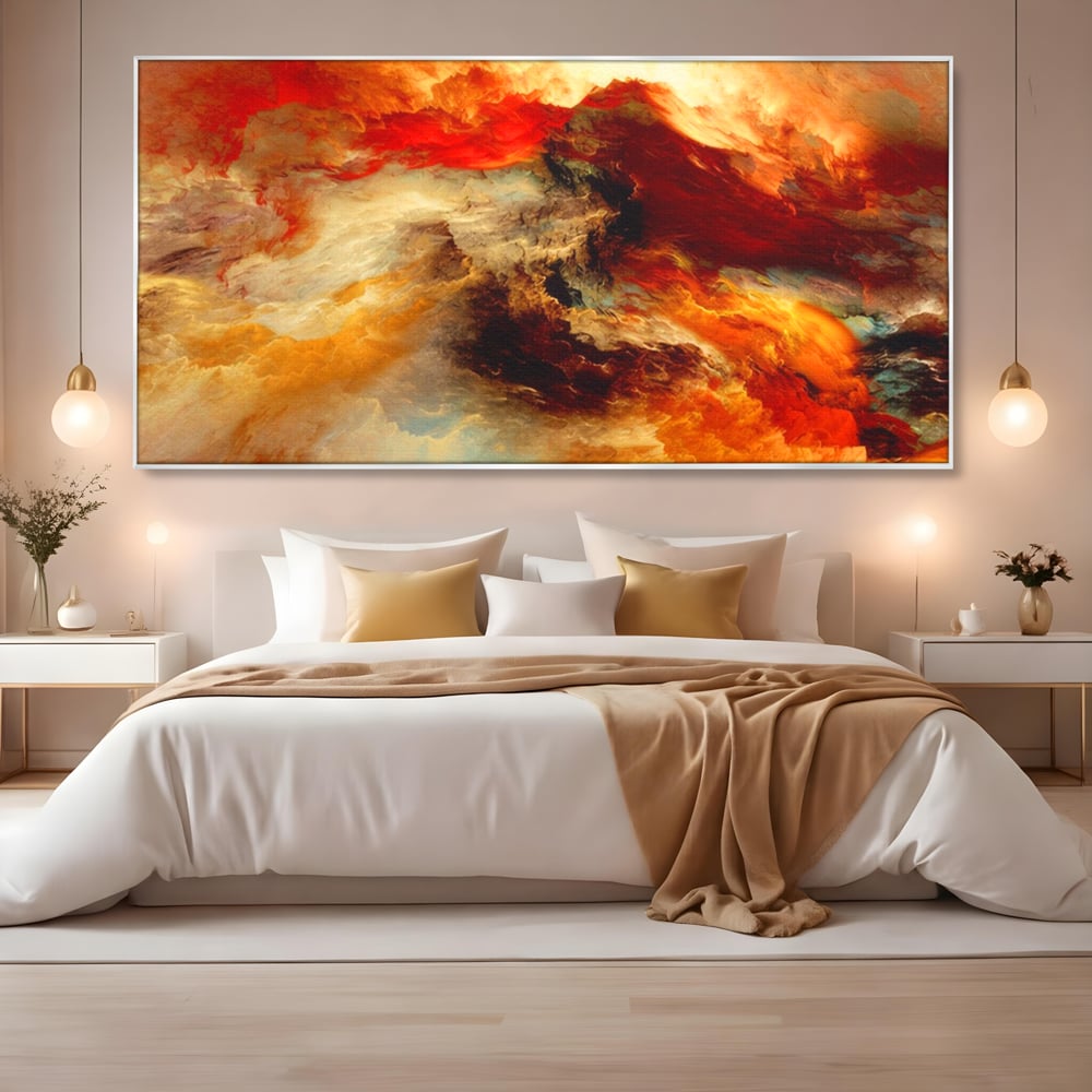 Tablou Canvas Premium LuxCanva® A1354, Orange Marble , Living, Abstract, Multicolor, Dormitor, Culori Vibrante