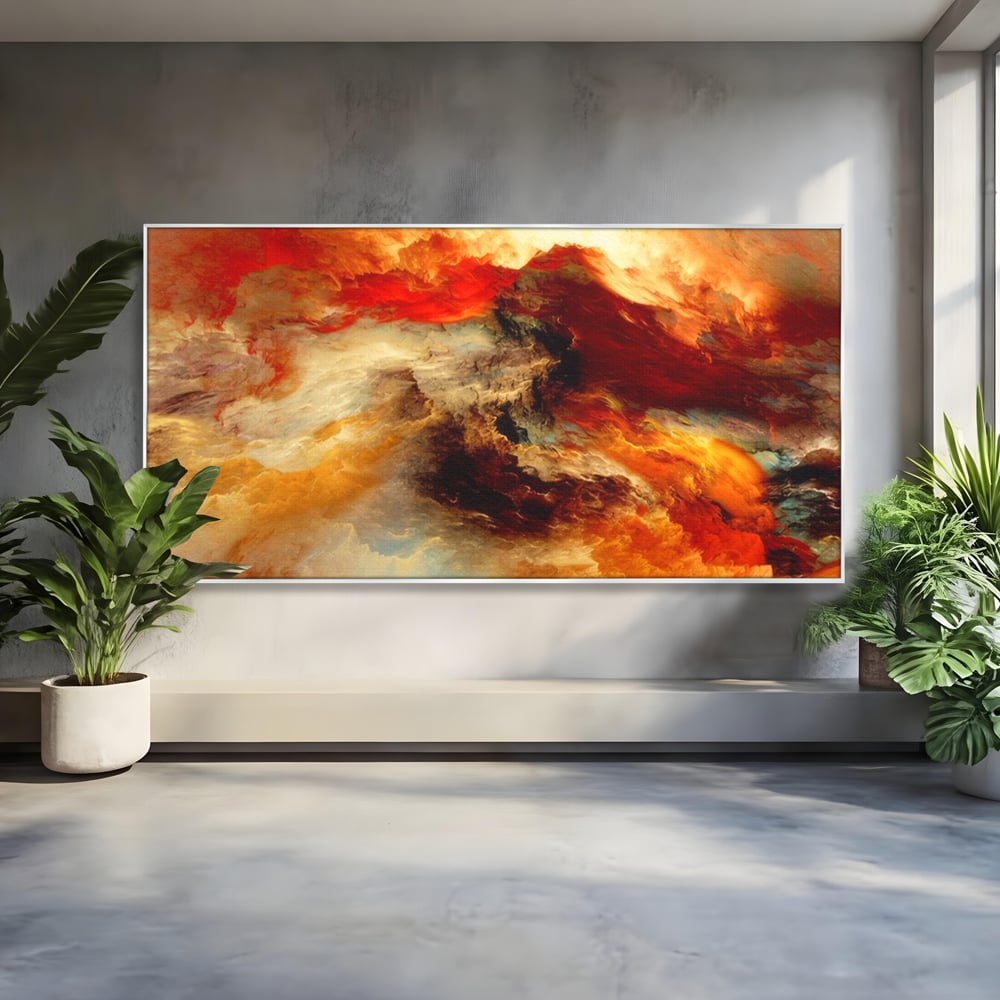 Tablou Canvas Premium LuxCanva® A1354, Orange Marble , Living, Abstract, Multicolor, Dormitor, Culori Vibrante