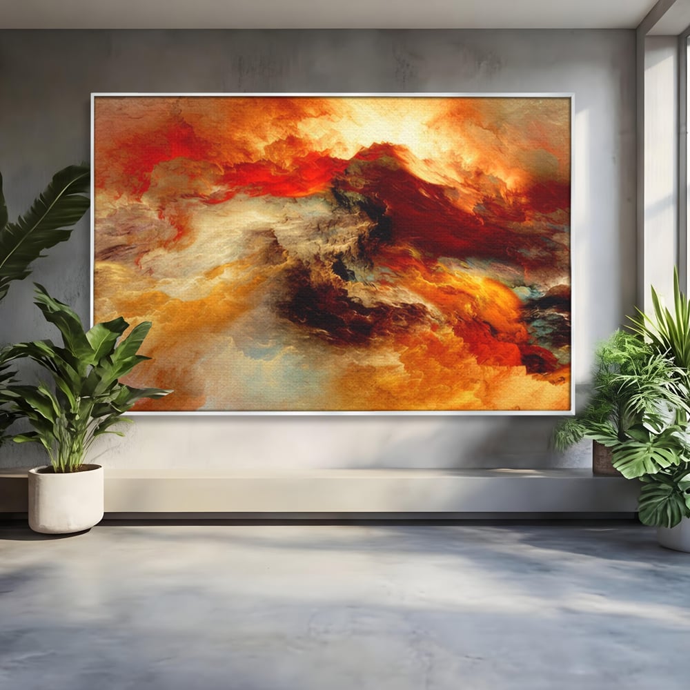Tablou Canvas Premium LuxCanva® A1354, Orange Marble , Living, Abstract, Multicolor, Dormitor, Culori Vibrante