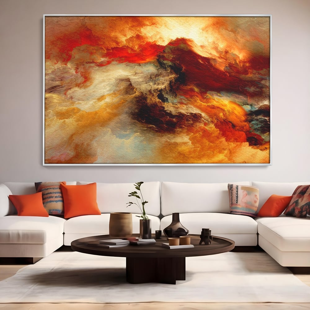 Tablou Canvas Premium LuxCanva® A1354, Orange Marble , Living, Abstract, Multicolor, Dormitor, Culori Vibrante