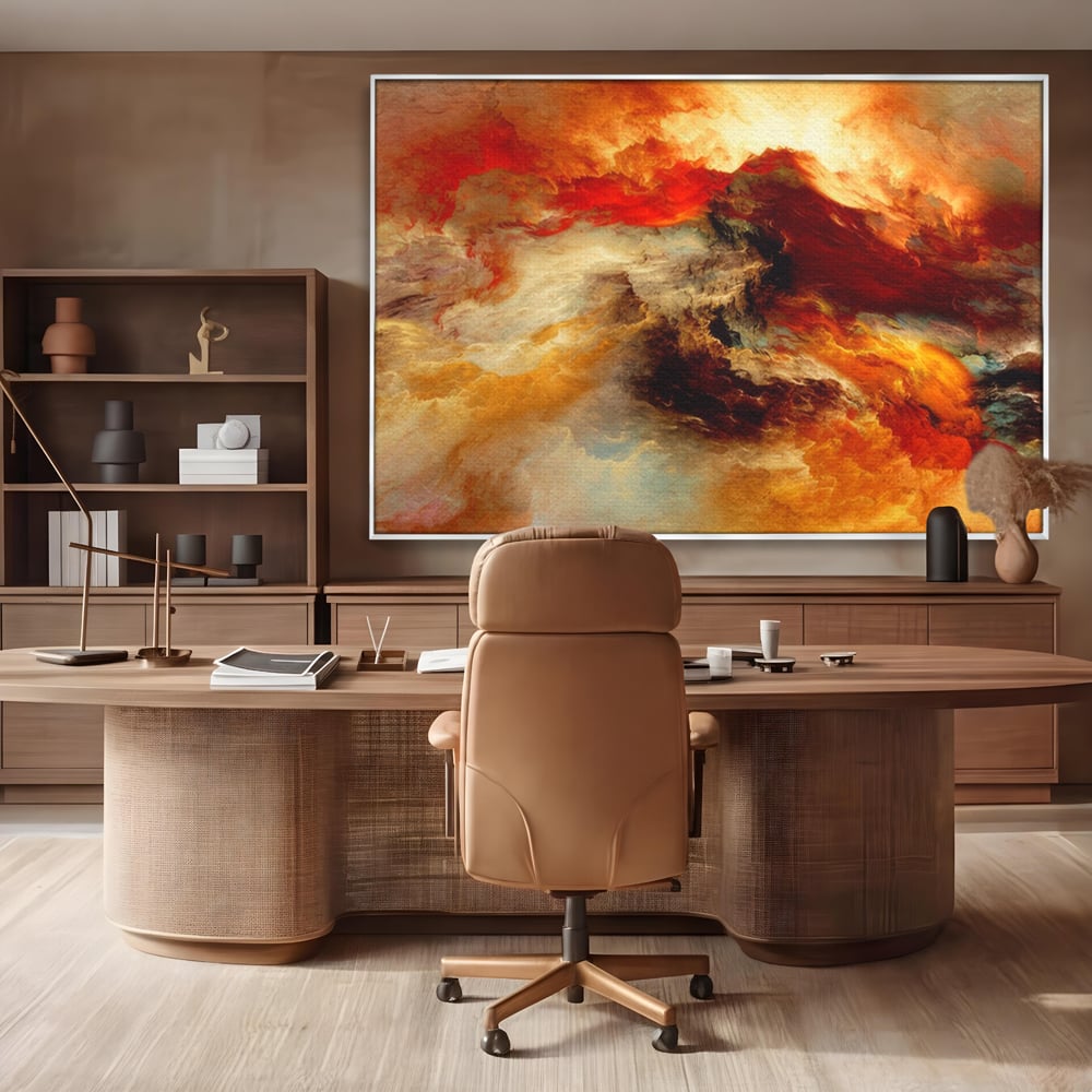 Tablou Canvas Premium LuxCanva® A1354, Orange Marble , Living, Abstract, Multicolor, Dormitor, Culori Vibrante