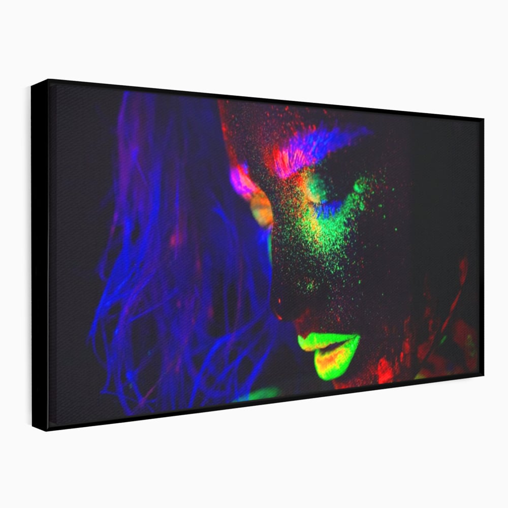 Leinwand Premium Canvas Wandkunst LuxCanva® A1357, Buntes Mädchen, Hübsch, Neon, Glitter, Phosphoreszierend, Lebendige Farben