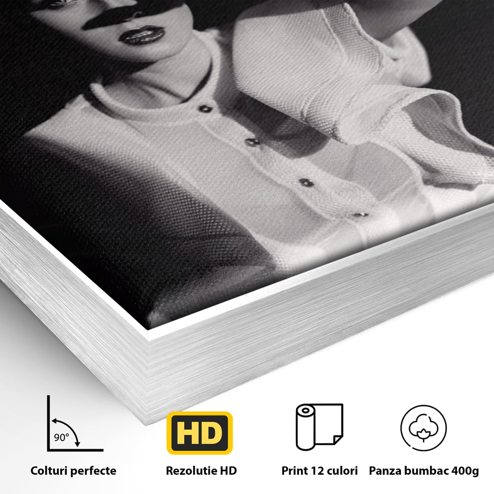 Tablou Canvas Premium LuxCanva® A1358, Elegant Lady , Frumusete, Dormitor, Femeie, Living, Alb-Negru