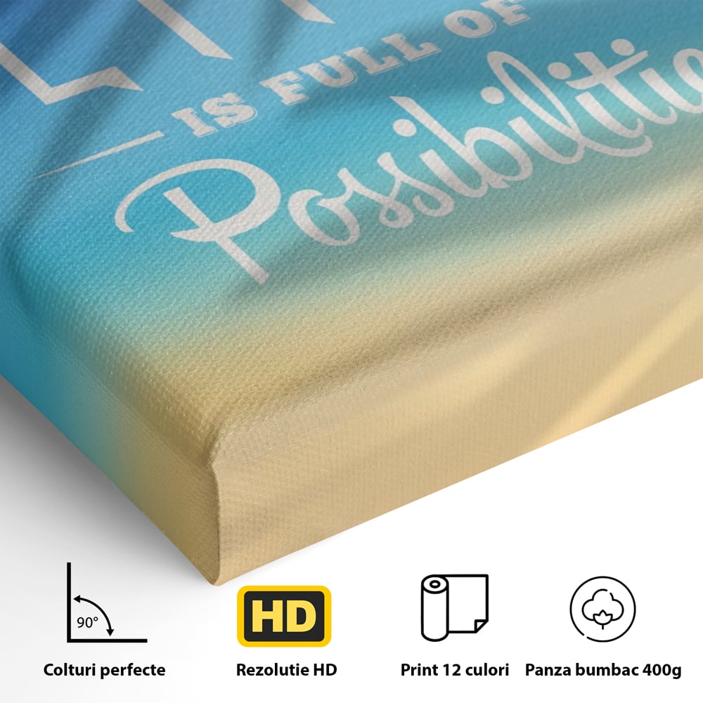 Tablou Canvas Premium LuxCanva® A1360, Possibilities Life , Living, Motivational, Munca, Inspirational, Birou, Culori Vibrante
