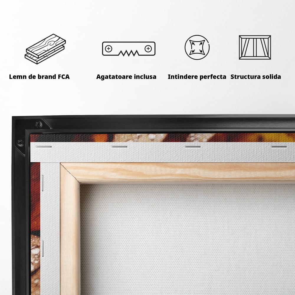 Leinwand Wandkunst Leinwand Wandkunst LuxCanva® A1362, Tautropfen , Lebendig, Blatt, Eiche, Herbst, Bernstein, Natur, Lebendige Farben