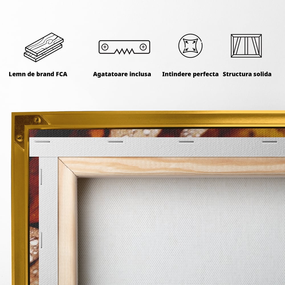 Leinwand Wandkunst Leinwand Wandkunst LuxCanva® A1362, Tautropfen , Lebendig, Blatt, Eiche, Herbst, Bernstein, Natur, Lebendige Farben