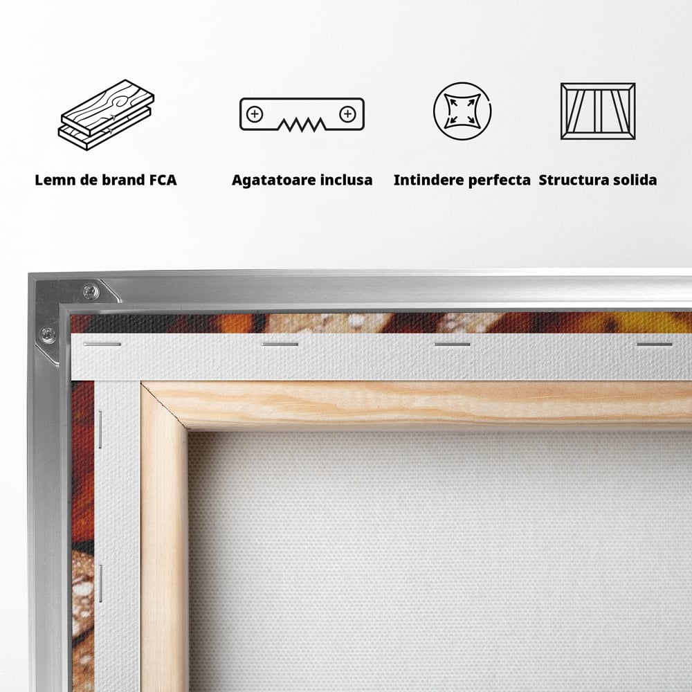 Leinwand Wandkunst Leinwand Wandkunst LuxCanva® A1362, Tautropfen , Lebendig, Blatt, Eiche, Herbst, Bernstein, Natur, Lebendige Farben