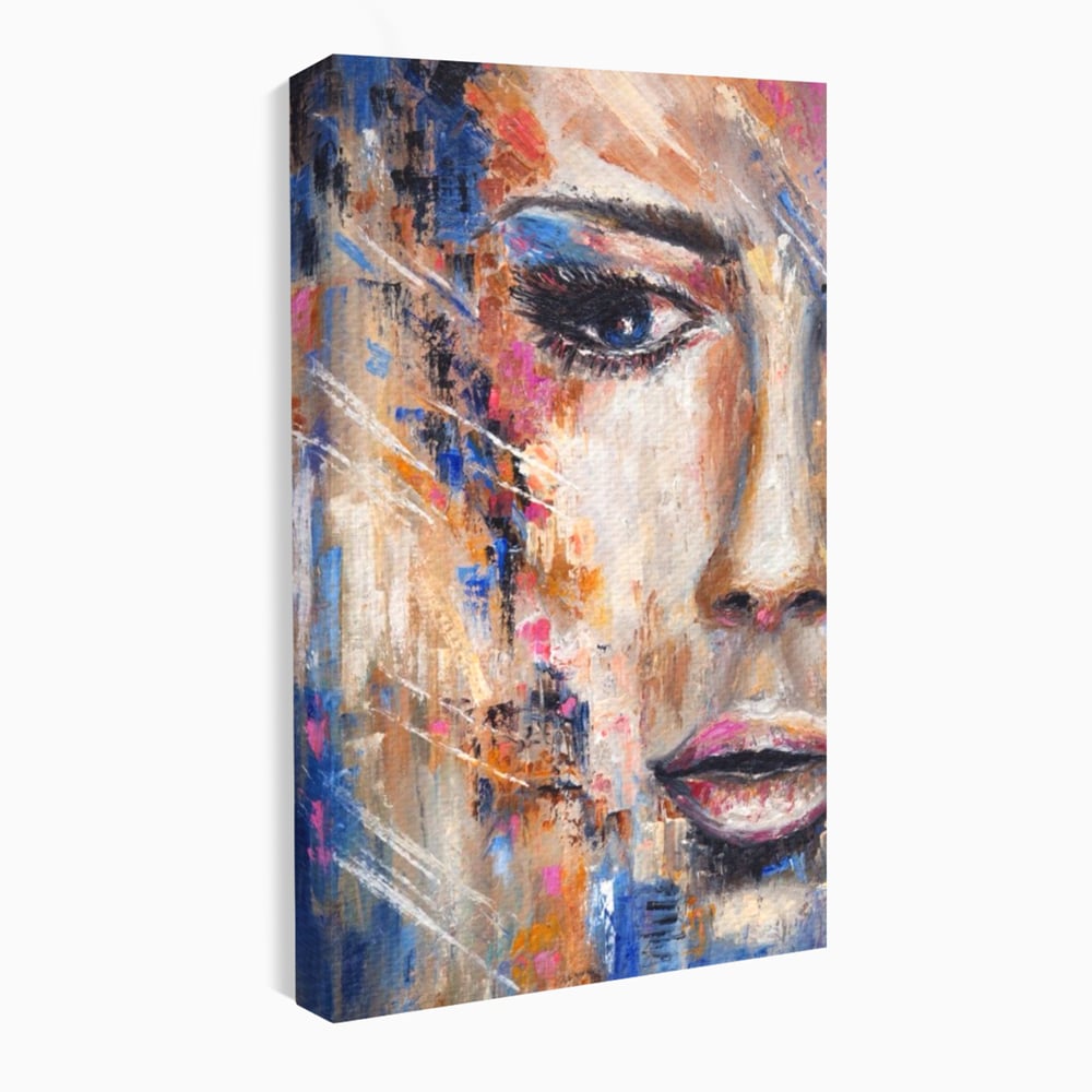 Leinwandbilder LuxCanva Premium Leinwandbilder® A1363, Portrait Blau, Wohnen, Frau, Chip, Mehrfarbig, Schönheit, Schlafzimmer, Lebendige Farben
