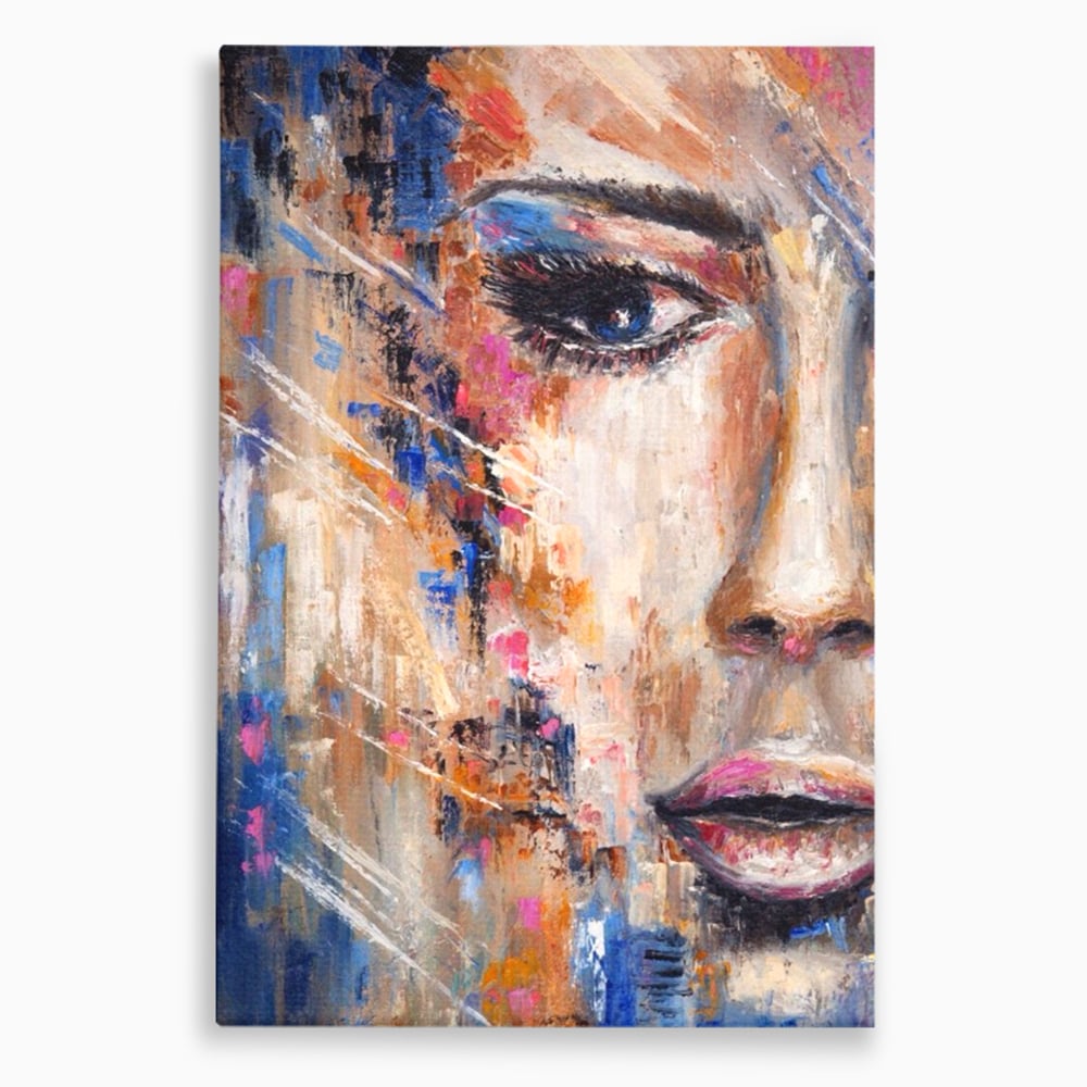 Leinwandbilder LuxCanva Premium Leinwandbilder® A1363, Portrait Blau, Wohnen, Frau, Chip, Mehrfarbig, Schönheit, Schlafzimmer, Lebendige Farben
