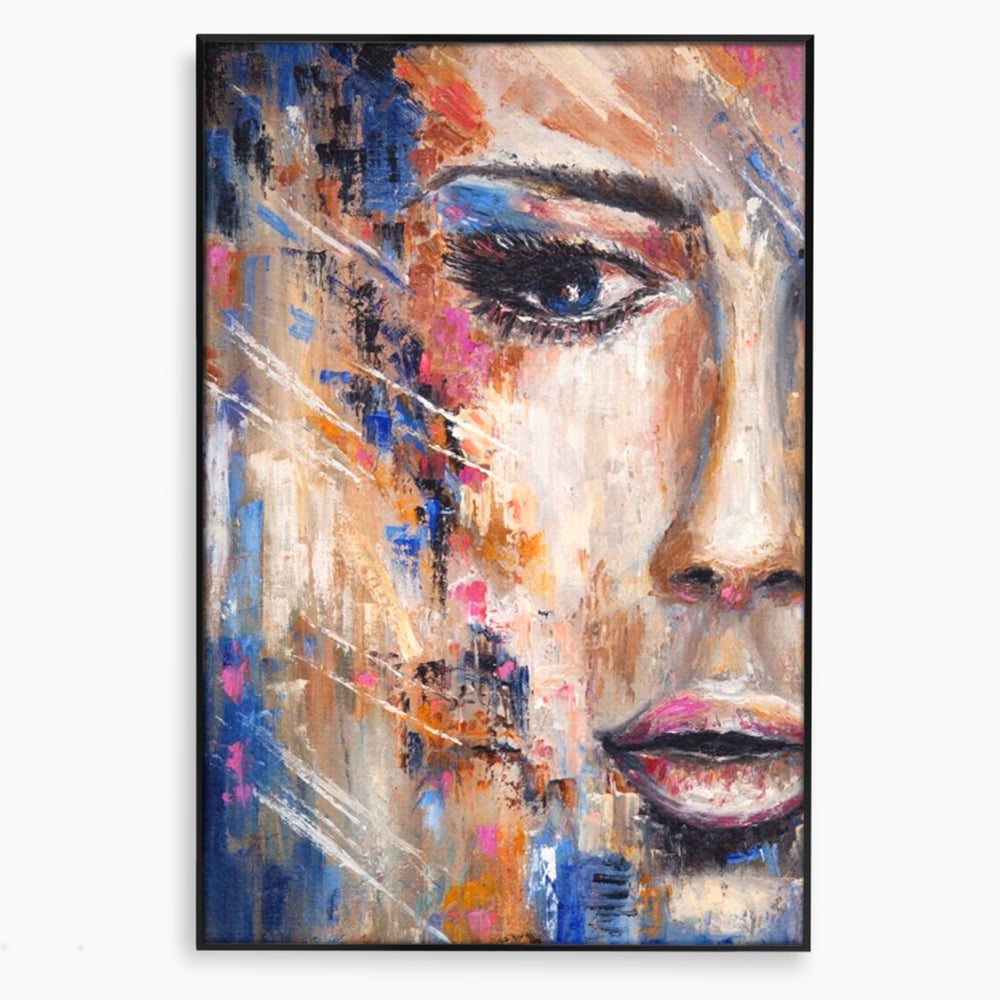 Leinwandbilder LuxCanva Premium Leinwandbilder® A1363, Portrait Blau, Wohnen, Frau, Chip, Mehrfarbig, Schönheit, Schlafzimmer, Lebendige Farben