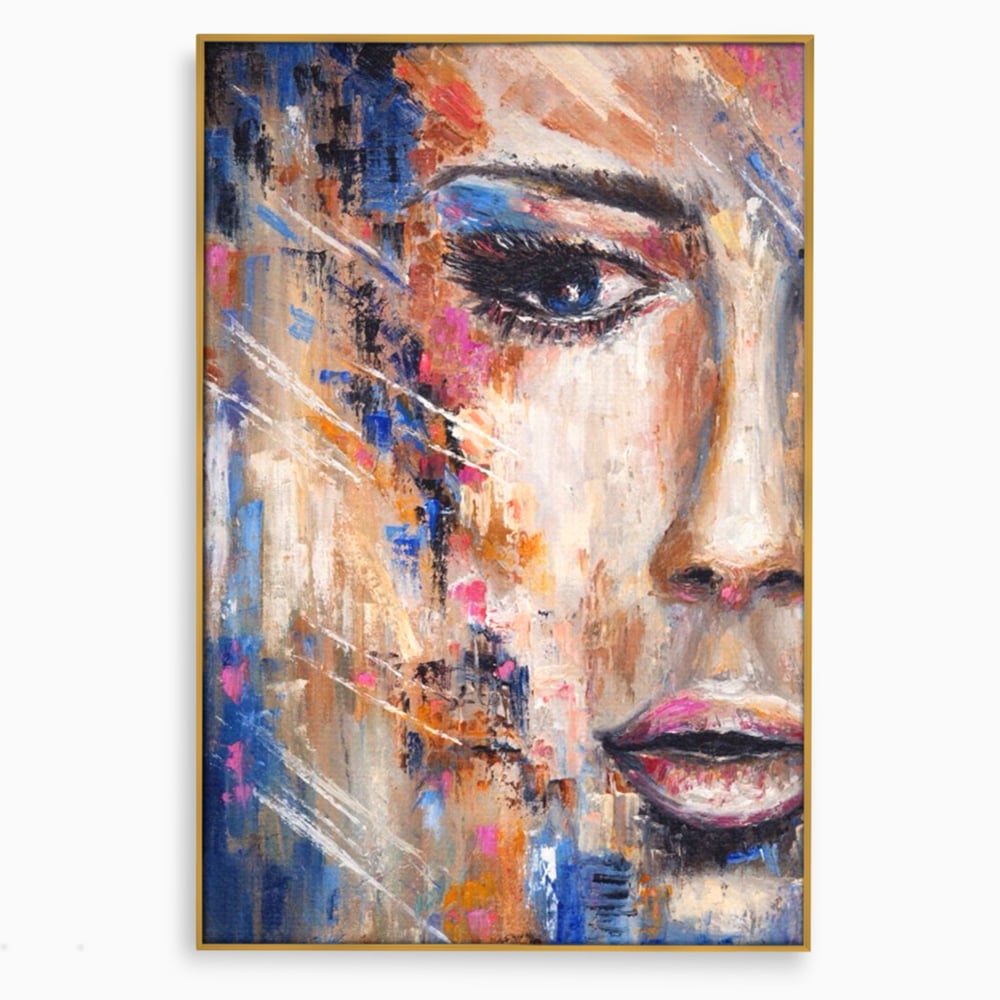 Leinwandbilder LuxCanva Premium Leinwandbilder® A1363, Portrait Blau, Wohnen, Frau, Chip, Mehrfarbig, Schönheit, Schlafzimmer, Lebendige Farben