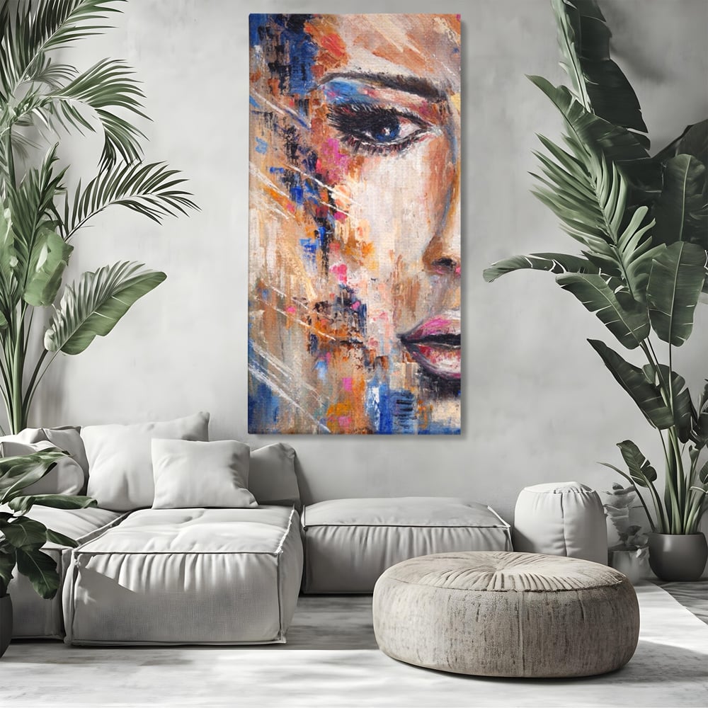 Leinwandbilder LuxCanva Premium Leinwandbilder® A1363, Portrait Blau, Wohnen, Frau, Chip, Mehrfarbig, Schönheit, Schlafzimmer, Lebendige Farben