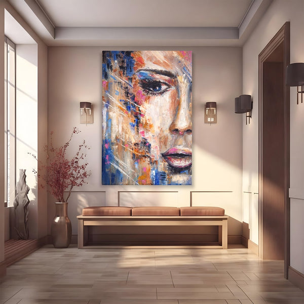 Leinwandbilder LuxCanva Premium Leinwandbilder® A1363, Portrait Blau, Wohnen, Frau, Chip, Mehrfarbig, Schönheit, Schlafzimmer, Lebendige Farben