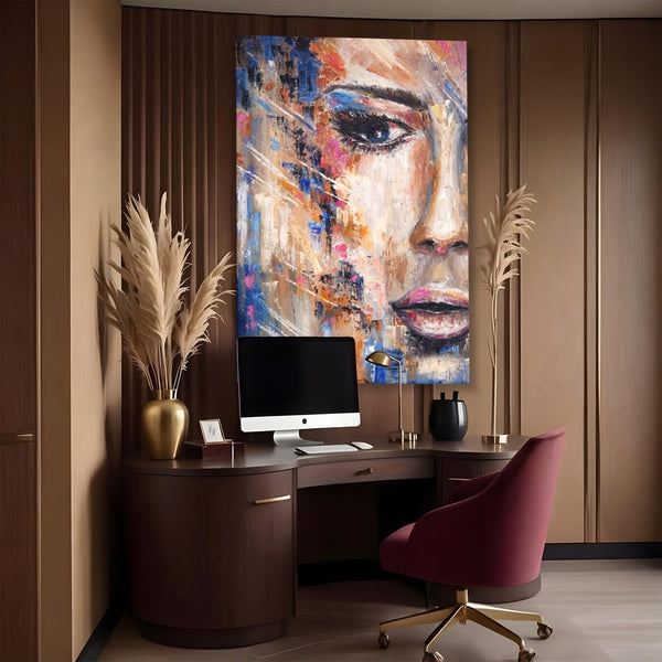 Leinwandbilder LuxCanva Premium Leinwandbilder® A1363, Portrait Blau, Wohnen, Frau, Chip, Mehrfarbig, Schönheit, Schlafzimmer, Lebendige Farben