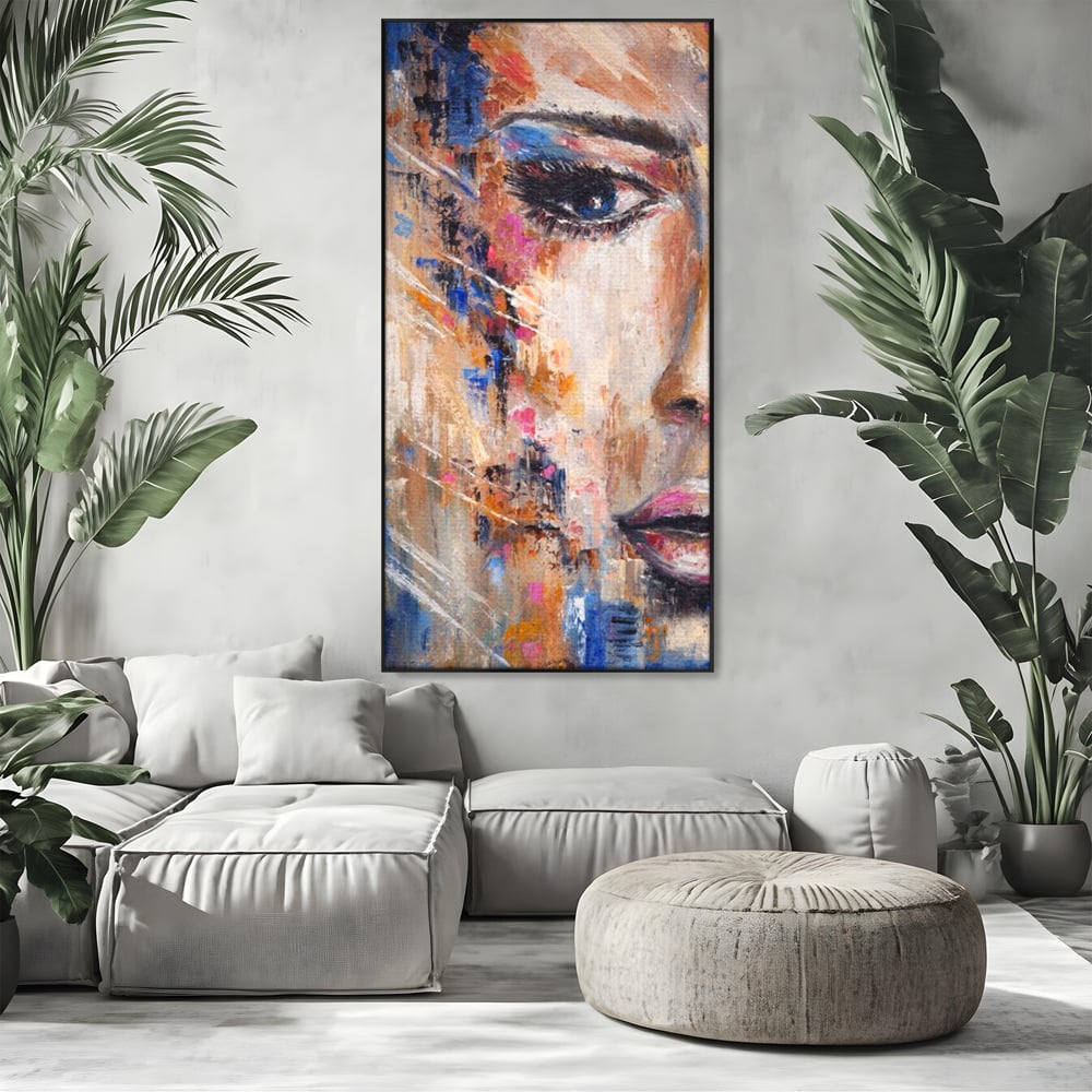 Leinwandbilder LuxCanva Premium Leinwandbilder® A1363, Portrait Blau, Wohnen, Frau, Chip, Mehrfarbig, Schönheit, Schlafzimmer, Lebendige Farben