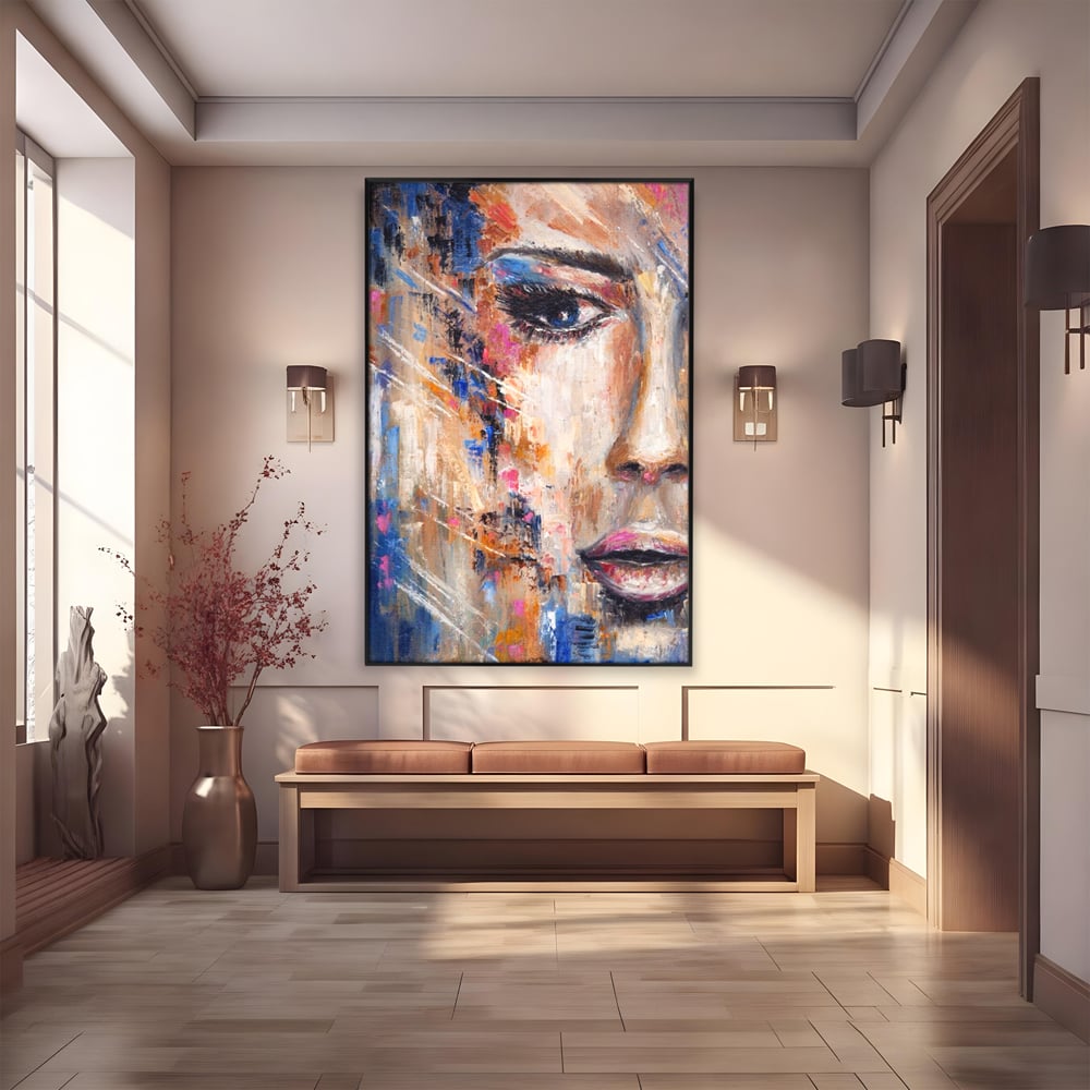 Leinwandbilder LuxCanva Premium Leinwandbilder® A1363, Portrait Blau, Wohnen, Frau, Chip, Mehrfarbig, Schönheit, Schlafzimmer, Lebendige Farben