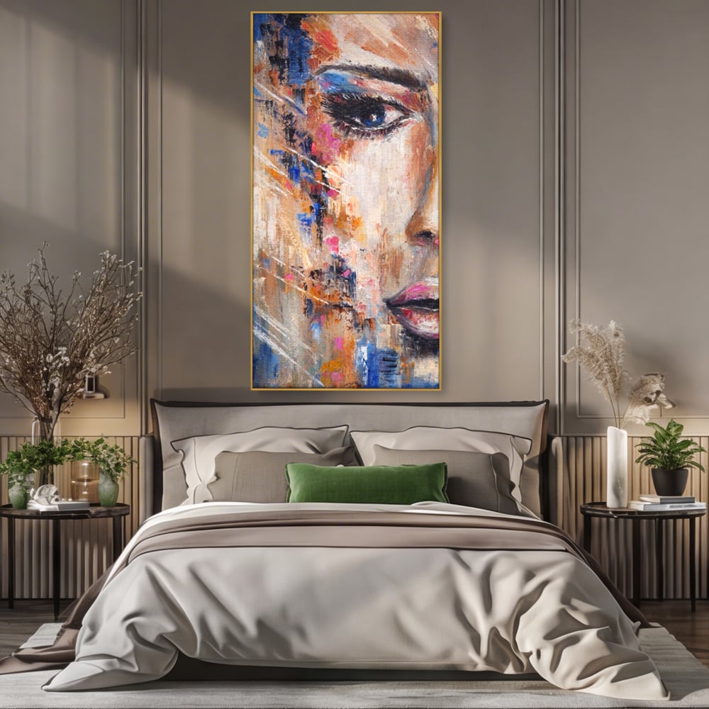 Leinwandbilder LuxCanva Premium Leinwandbilder® A1363, Portrait Blau, Wohnen, Frau, Chip, Mehrfarbig, Schönheit, Schlafzimmer, Lebendige Farben