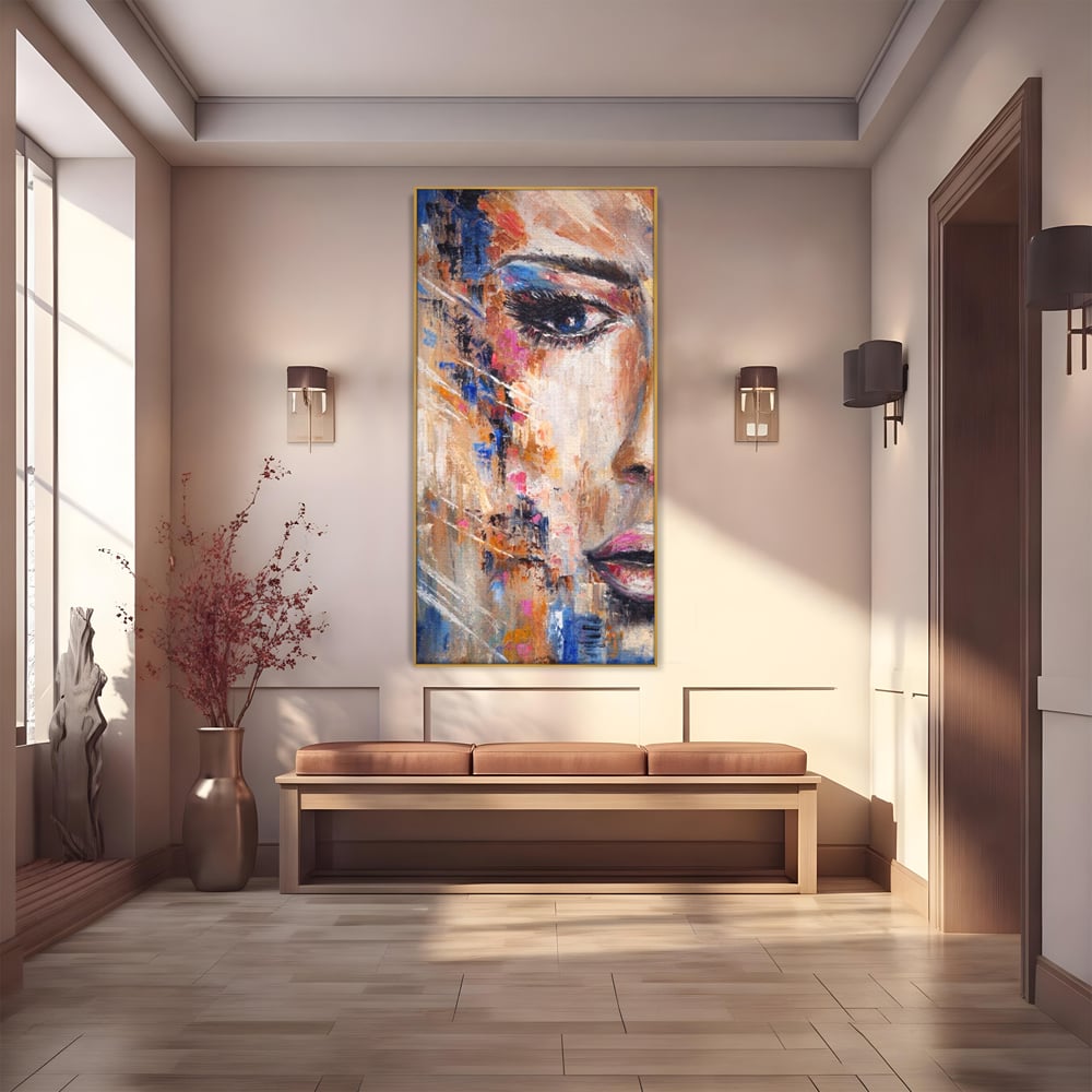 Leinwandbilder LuxCanva Premium Leinwandbilder® A1363, Portrait Blau, Wohnen, Frau, Chip, Mehrfarbig, Schönheit, Schlafzimmer, Lebendige Farben