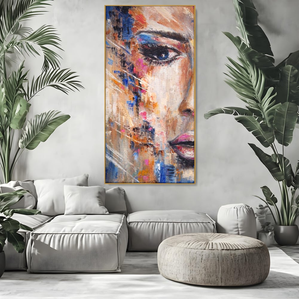 Leinwandbilder LuxCanva Premium Leinwandbilder® A1363, Portrait Blau, Wohnen, Frau, Chip, Mehrfarbig, Schönheit, Schlafzimmer, Lebendige Farben