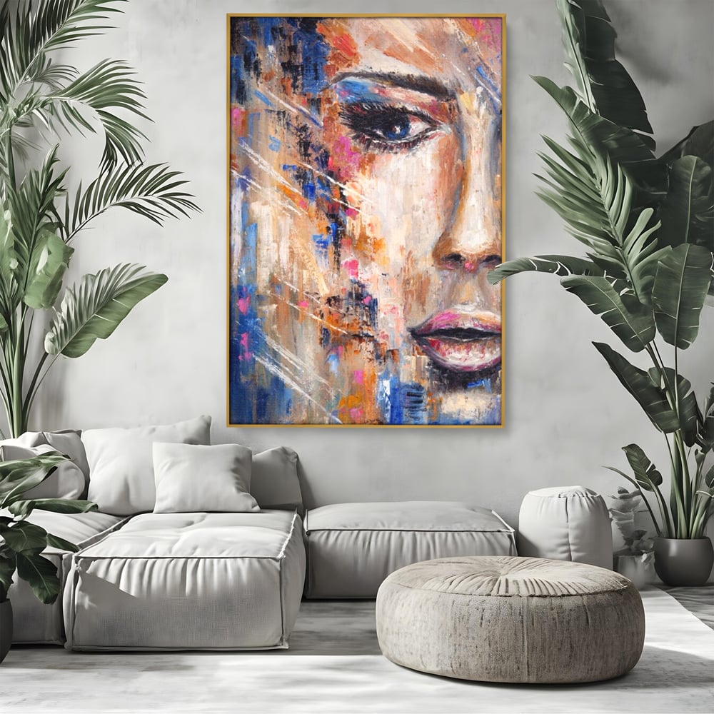 Leinwandbilder LuxCanva Premium Leinwandbilder® A1363, Portrait Blau, Wohnen, Frau, Chip, Mehrfarbig, Schönheit, Schlafzimmer, Lebendige Farben