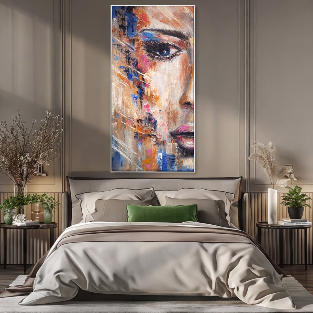 Leinwandbilder LuxCanva Premium Leinwandbilder® A1363, Portrait Blau, Wohnen, Frau, Chip, Mehrfarbig, Schönheit, Schlafzimmer, Lebendige Farben