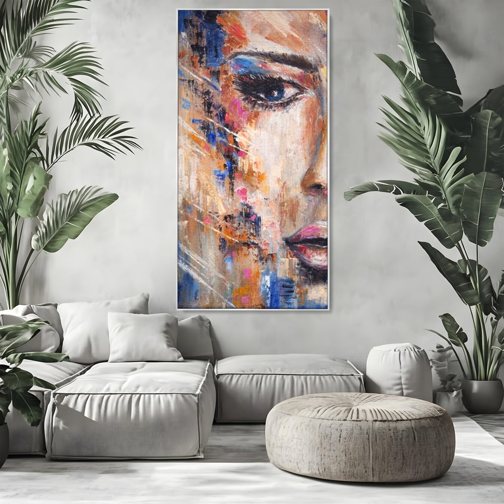 Leinwandbilder LuxCanva Premium Leinwandbilder® A1363, Portrait Blau, Wohnen, Frau, Chip, Mehrfarbig, Schönheit, Schlafzimmer, Lebendige Farben