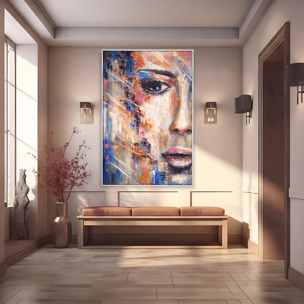 Leinwandbilder LuxCanva Premium Leinwandbilder® A1363, Portrait Blau, Wohnen, Frau, Chip, Mehrfarbig, Schönheit, Schlafzimmer, Lebendige Farben