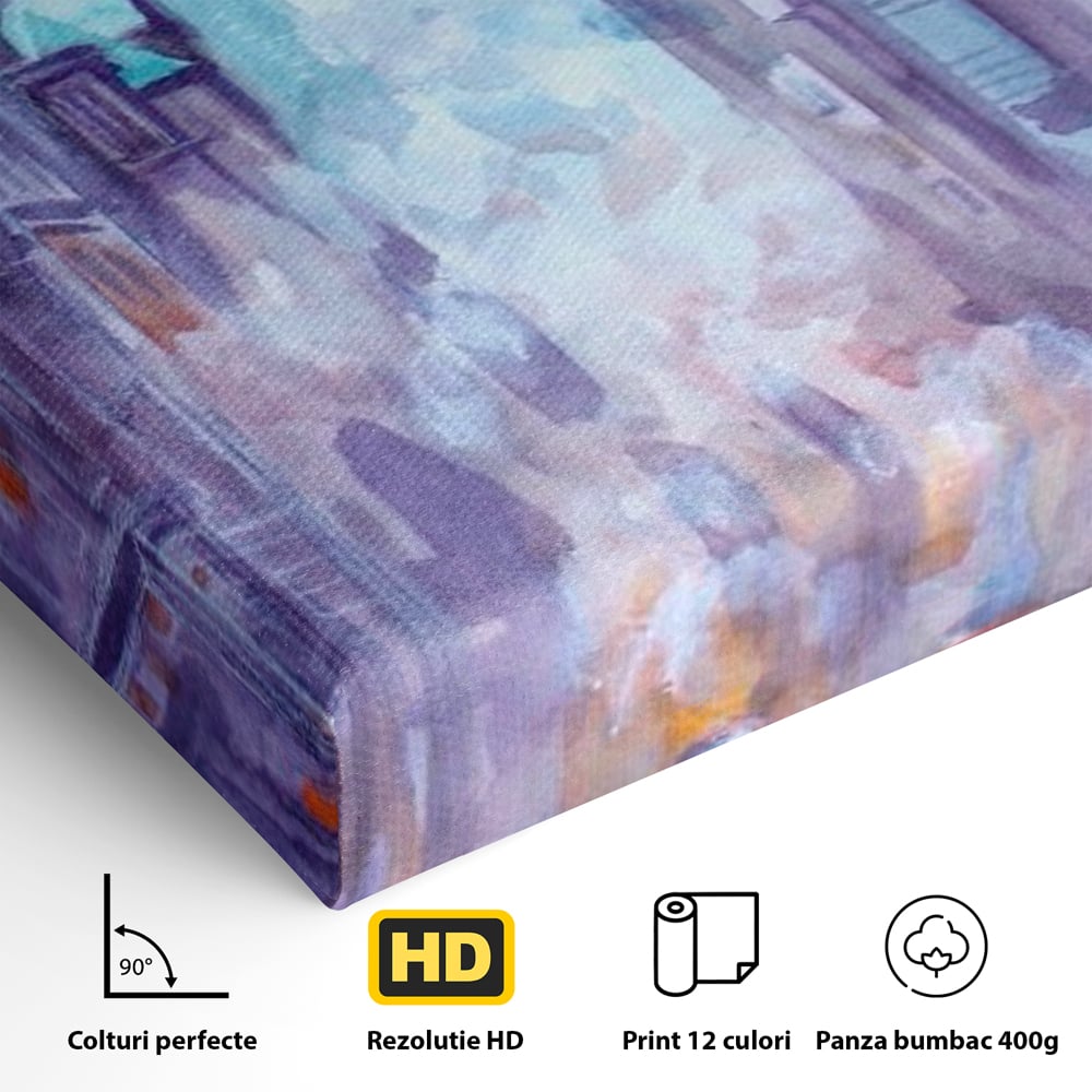 Tablou Canvas Premium LuxCanva® A1364, Orange Car , Living, Masina, Portocaliu, Oras, Dormitor, Culori Vibrante