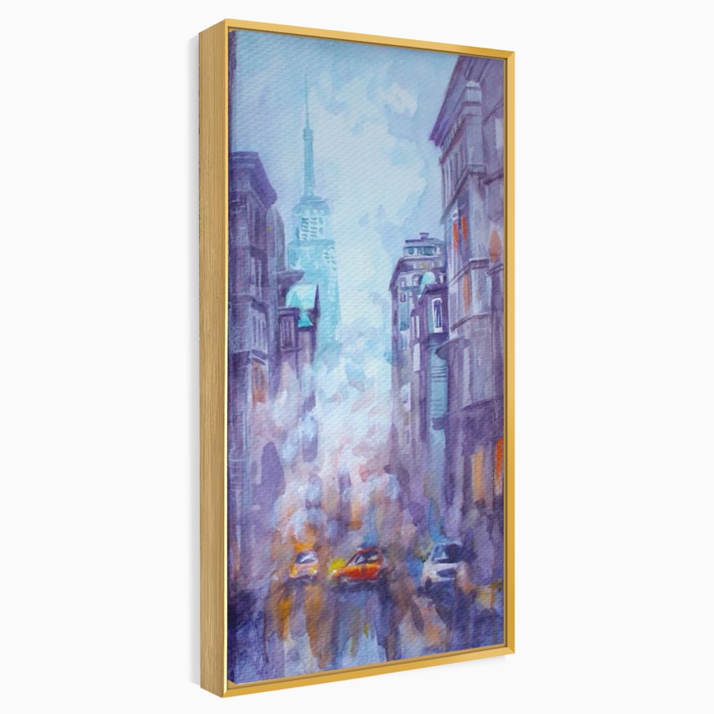 Tablou Canvas Premium LuxCanva® A1364, Orange Car , Living, Masina, Portocaliu, Oras, Dormitor, Culori Vibrante