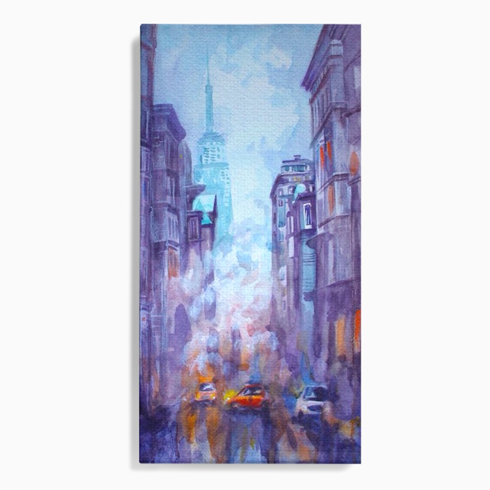 Tablou Canvas Premium LuxCanva® A1364, Orange Car , Living, Masina, Portocaliu, Oras, Dormitor, Culori Vibrante