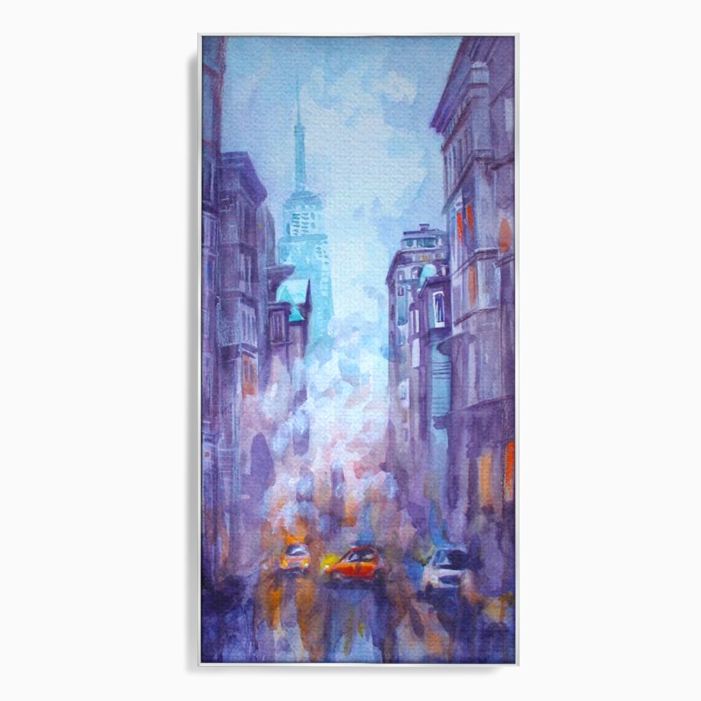 Tablou Canvas Premium LuxCanva® A1364, Orange Car , Living, Masina, Portocaliu, Oras, Dormitor, Culori Vibrante