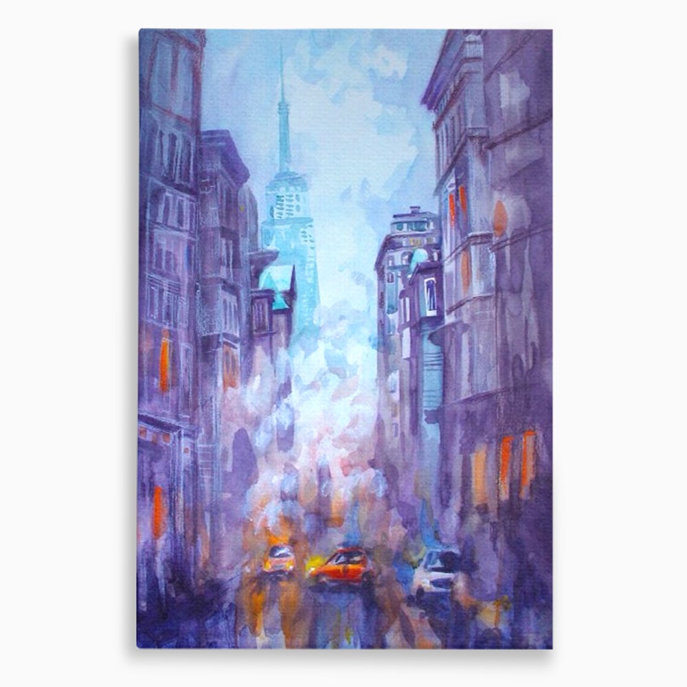 Tablou Canvas Premium LuxCanva® A1364, Orange Car , Living, Masina, Portocaliu, Oras, Dormitor, Culori Vibrante