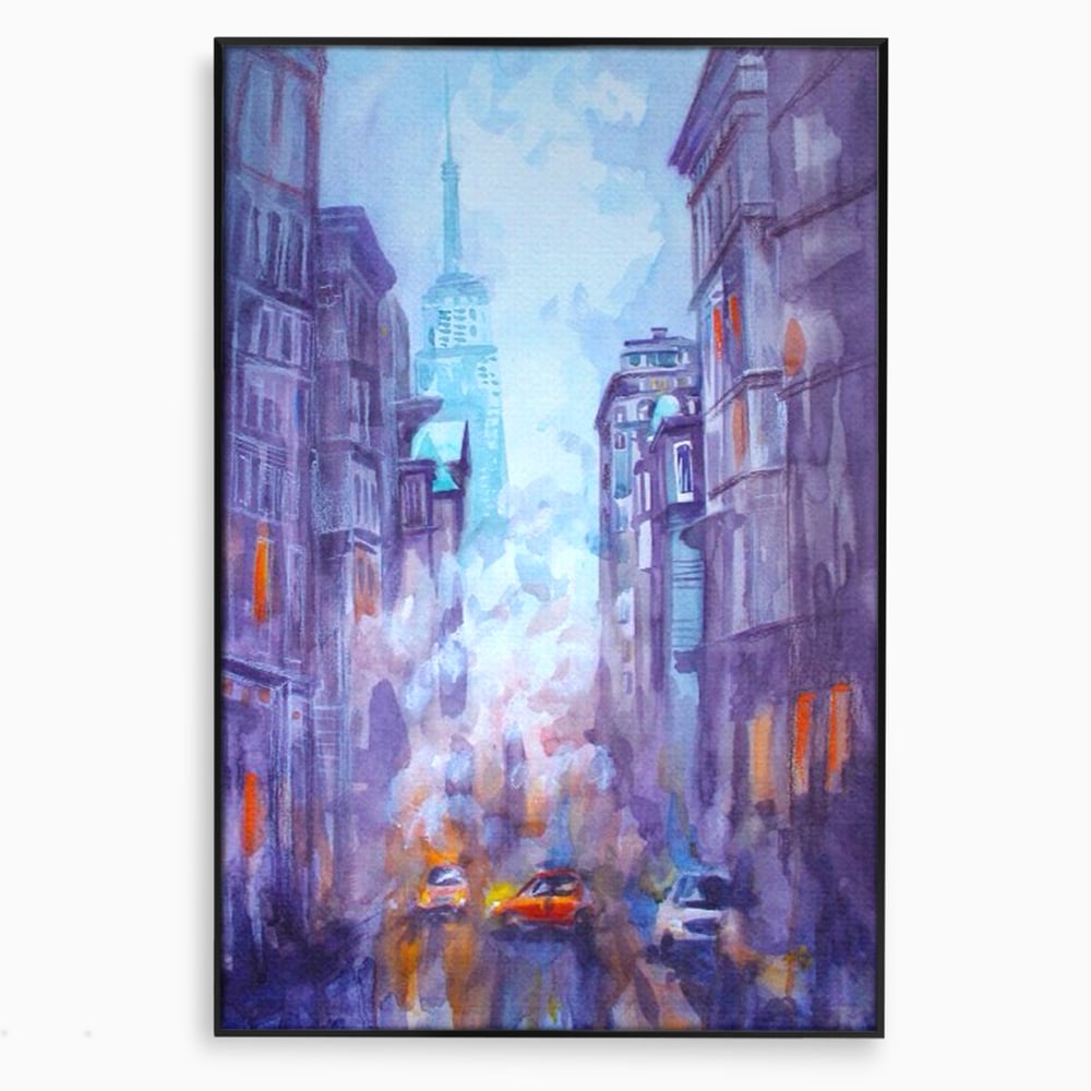 Tablou Canvas Premium LuxCanva® A1364, Orange Car , Living, Masina, Portocaliu, Oras, Dormitor, Culori Vibrante