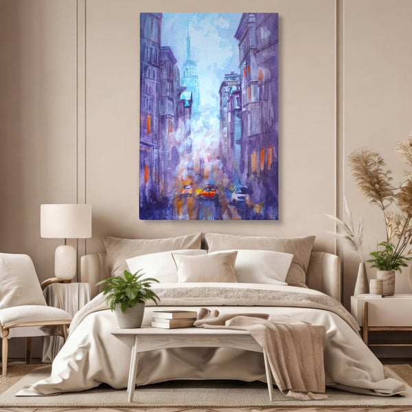Tablou Canvas Premium LuxCanva® A1364, Orange Car , Living, Masina, Portocaliu, Oras, Dormitor, Culori Vibrante
