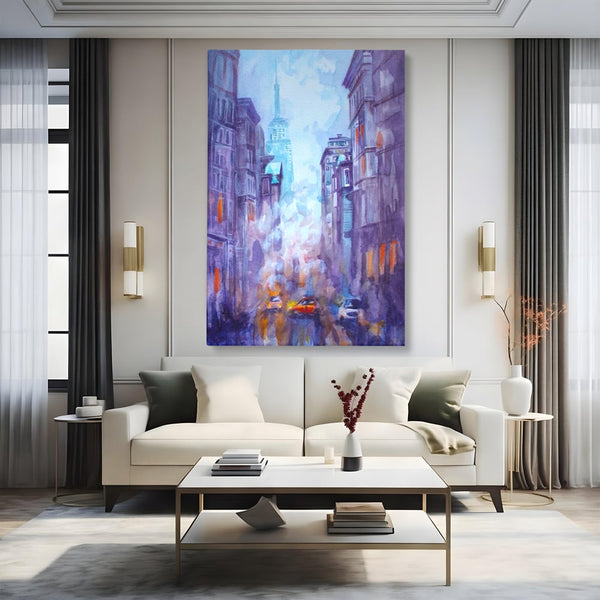 Tablou Canvas Premium LuxCanva® A1364, Orange Car , Living, Masina, Portocaliu, Oras, Dormitor, Culori Vibrante