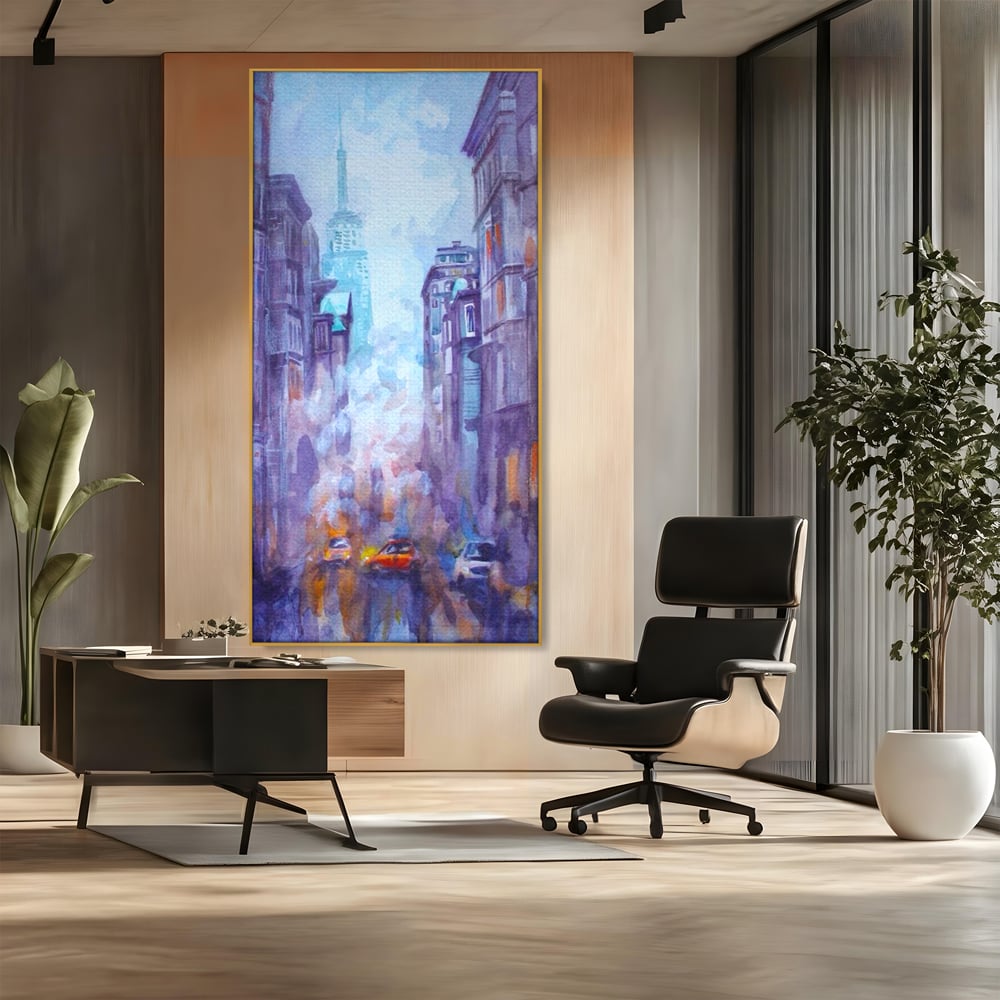 Tablou Canvas Premium LuxCanva® A1364, Orange Car , Living, Masina, Portocaliu, Oras, Dormitor, Culori Vibrante