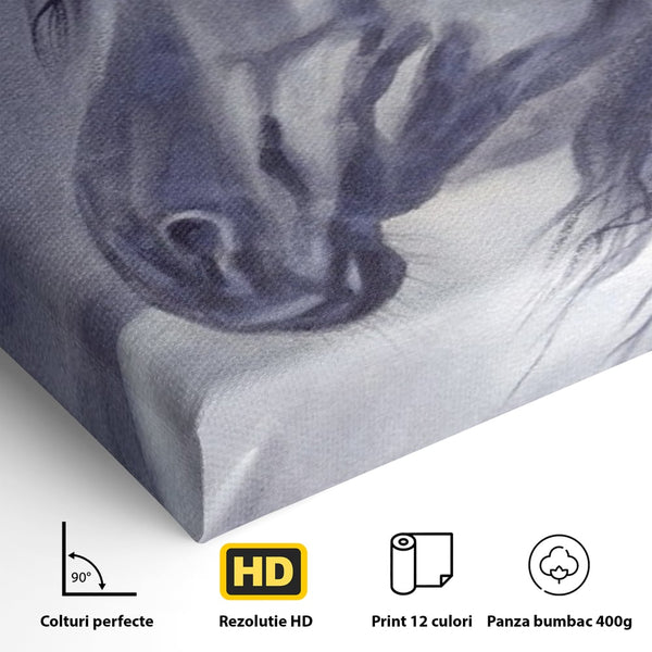 Tablou Canvas Premium LuxCanva® A1365, Calul Gri , Living, Animal, Portret, Mamifer, Dormitor, Culori Vibrante