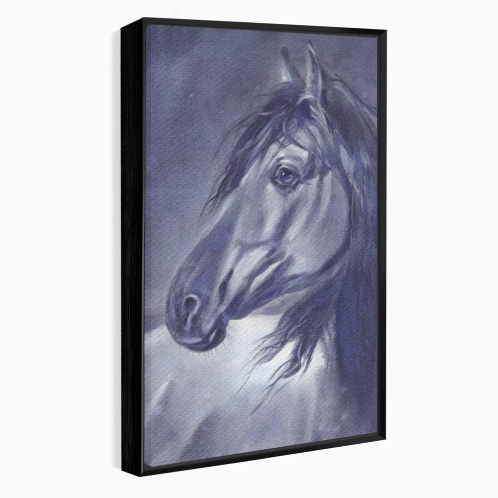Tablou Canvas Premium LuxCanva® A1365, Calul Gri , Living, Animal, Portret, Mamifer, Dormitor, Culori Vibrante