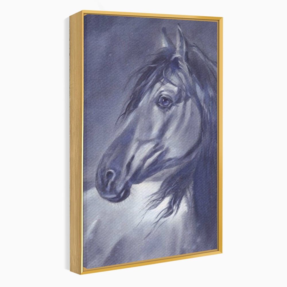 Tablou Canvas Premium LuxCanva® A1365, Calul Gri , Living, Animal, Portret, Mamifer, Dormitor, Culori Vibrante