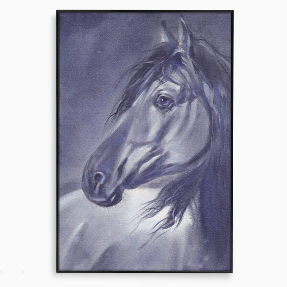 Tablou Canvas Premium LuxCanva® A1365, Calul Gri , Living, Animal, Portret, Mamifer, Dormitor, Culori Vibrante