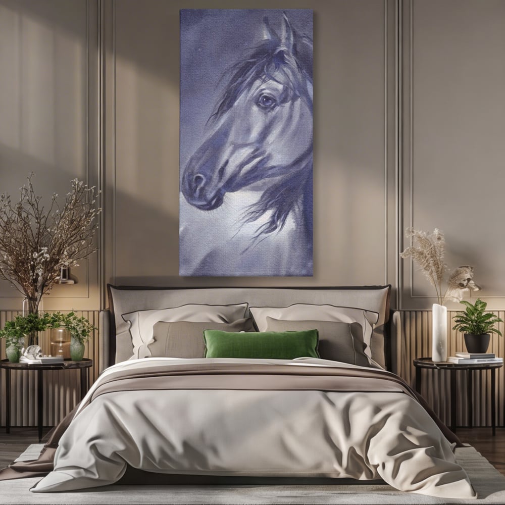 Tablou Canvas Premium LuxCanva® A1365, Calul Gri , Living, Animal, Portret, Mamifer, Dormitor, Culori Vibrante