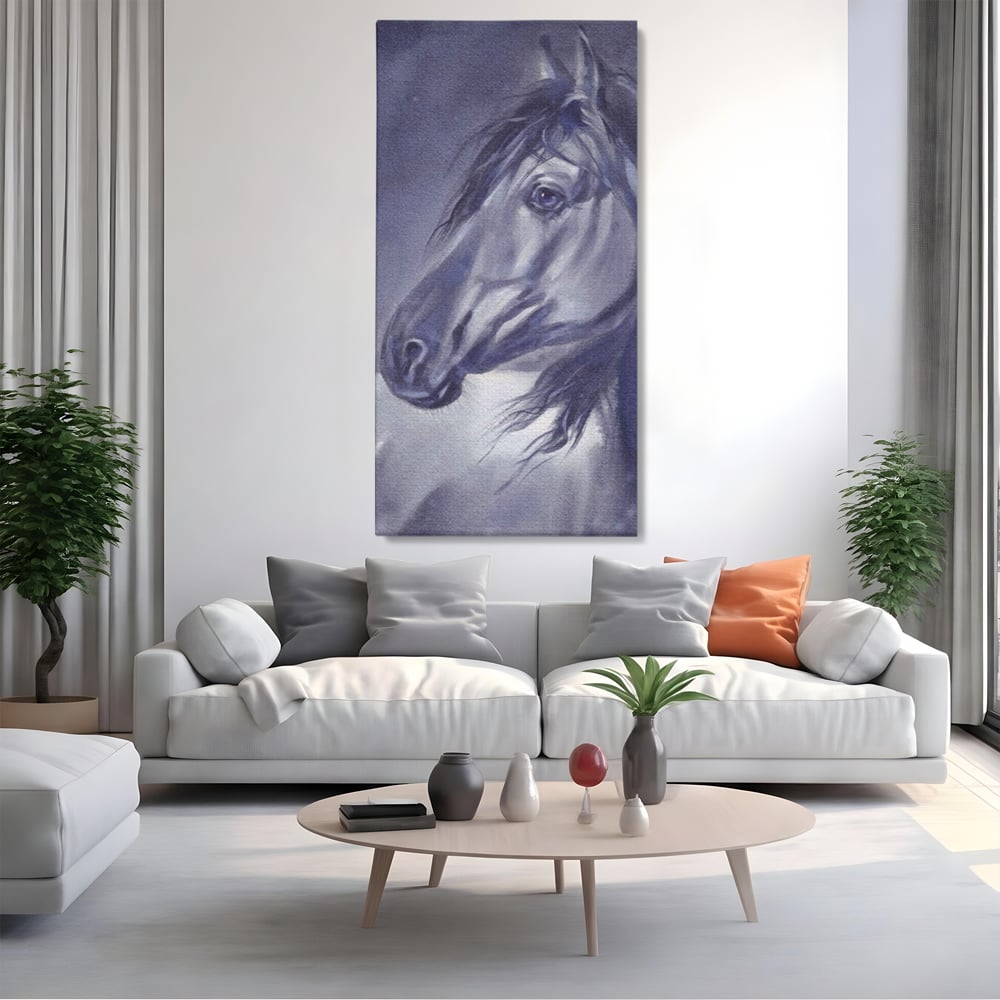 Tablou Canvas Premium LuxCanva® A1365, Calul Gri , Living, Animal, Portret, Mamifer, Dormitor, Culori Vibrante