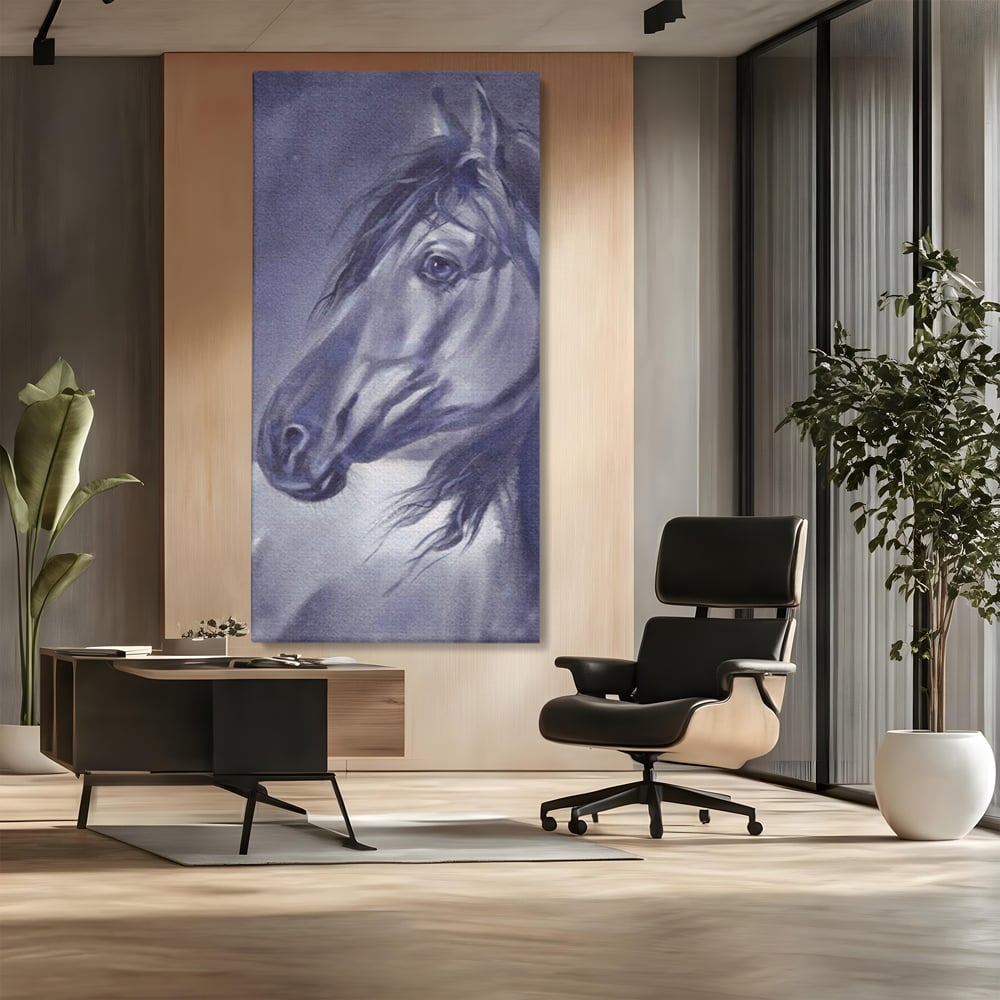Tablou Canvas Premium LuxCanva® A1365, Calul Gri , Living, Animal, Portret, Mamifer, Dormitor, Culori Vibrante