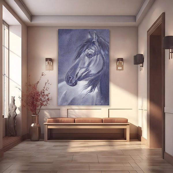 Tablou Canvas Premium LuxCanva® A1365, Calul Gri , Living, Animal, Portret, Mamifer, Dormitor, Culori Vibrante