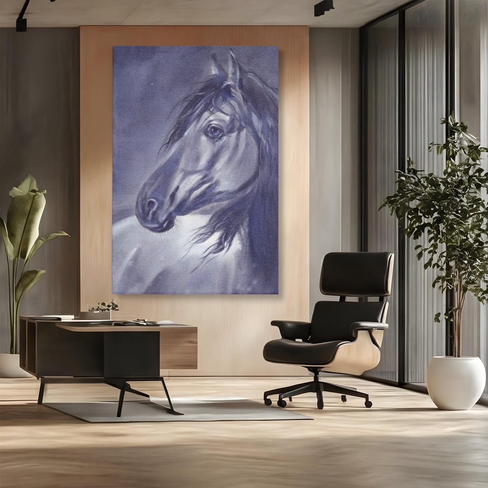 Tablou Canvas Premium LuxCanva® A1365, Calul Gri , Living, Animal, Portret, Mamifer, Dormitor, Culori Vibrante