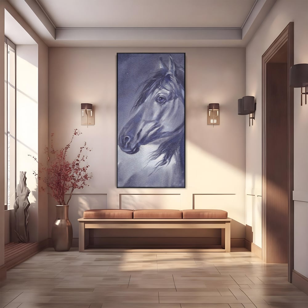 Tablou Canvas Premium LuxCanva® A1365, Calul Gri , Living, Animal, Portret, Mamifer, Dormitor, Culori Vibrante