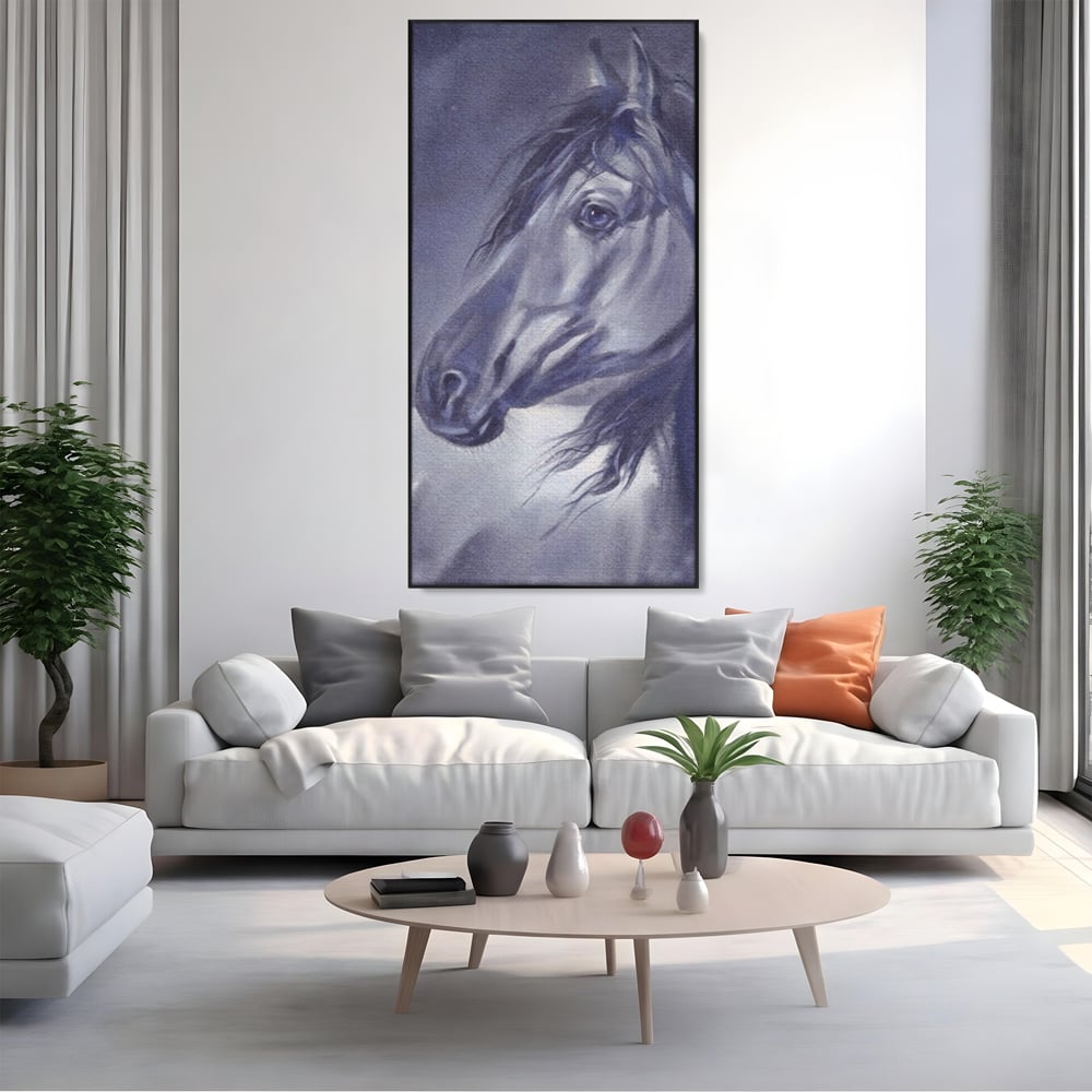 Tablou Canvas Premium LuxCanva® A1365, Calul Gri , Living, Animal, Portret, Mamifer, Dormitor, Culori Vibrante